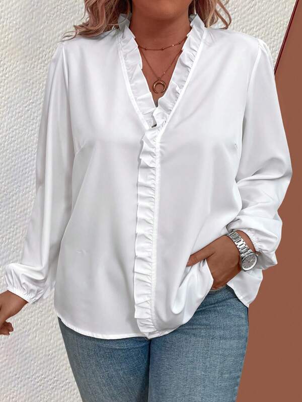 Camisa Feminina Plus Size com Babado Tirsa