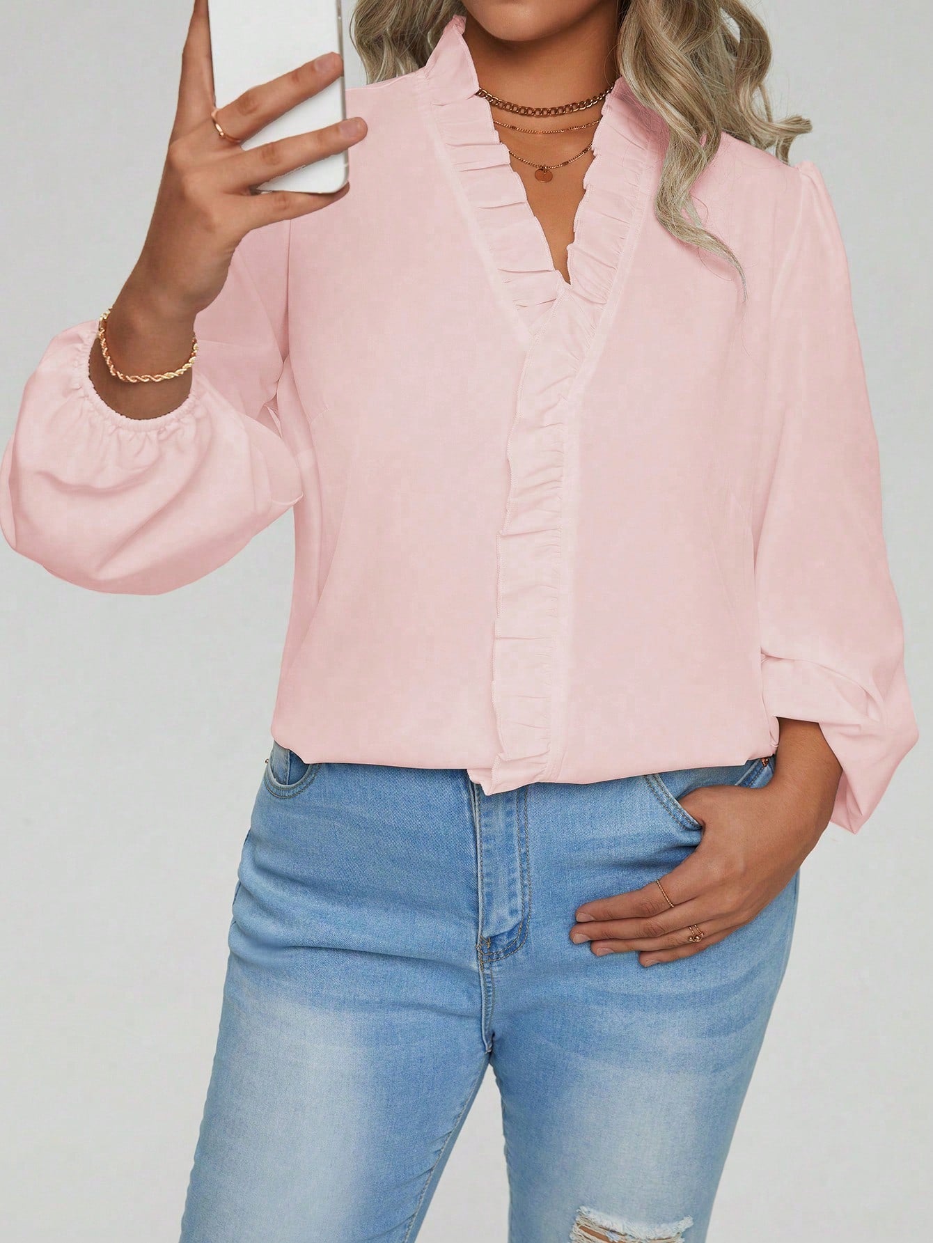 Camisa Feminina Plus Size com Babado Tirsa