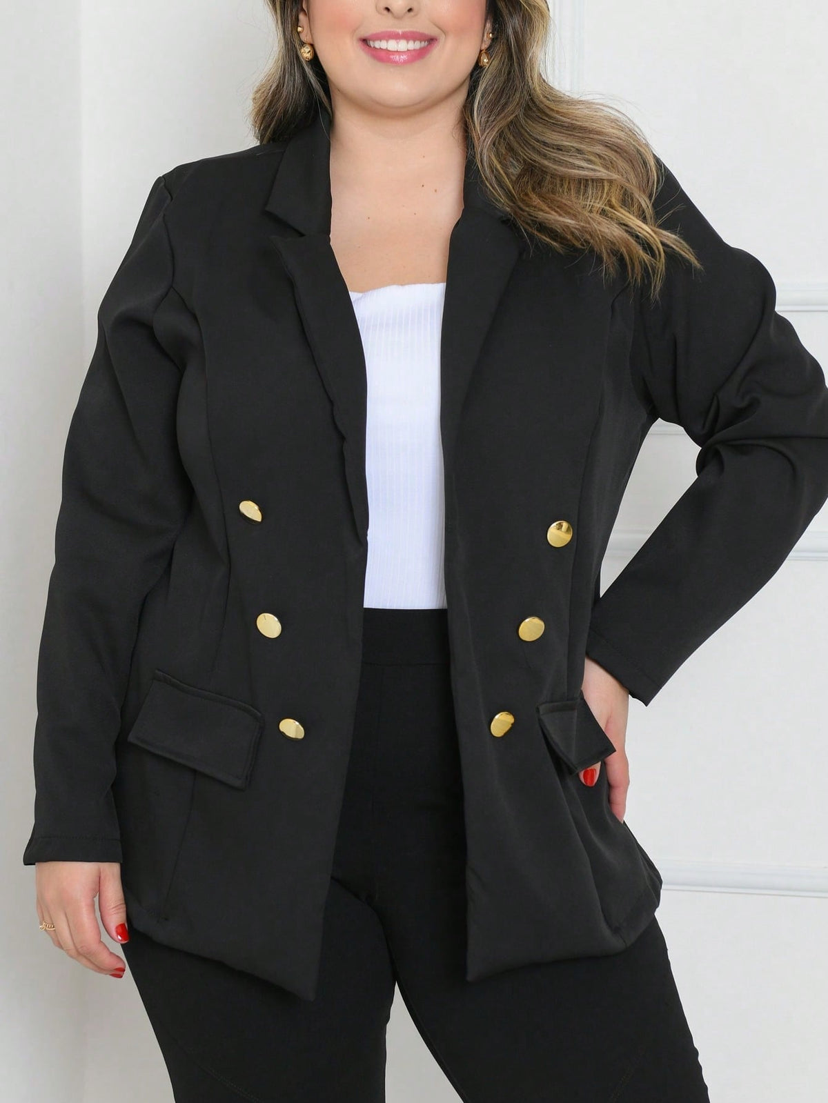 Blazer Feminino Plus Size Alfaiataria Paula